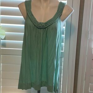 Merona Green Ruffled Tank Top